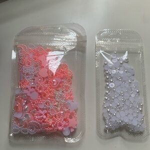 Pink and White Decorative nail Accessories